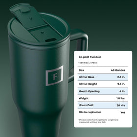 IRON °FLASK Co-Pilot 40 oz tumbler wide mouth; hand-wash-friendly design