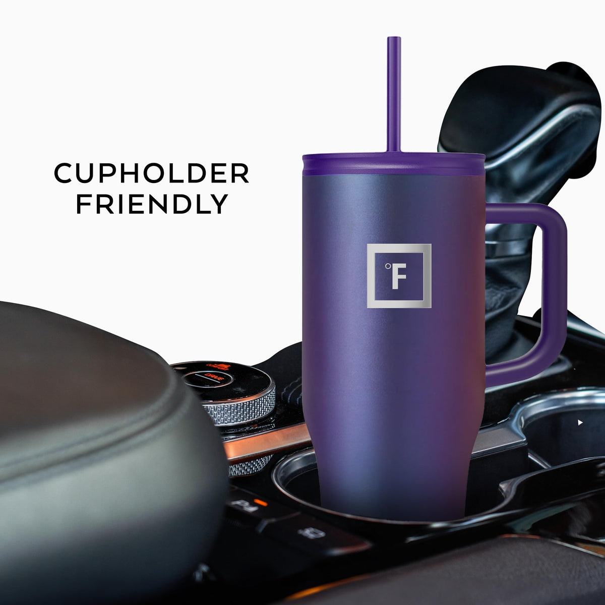 IRON °FLASK Co-Pilot mug features 18/8 stainless steel durability.
