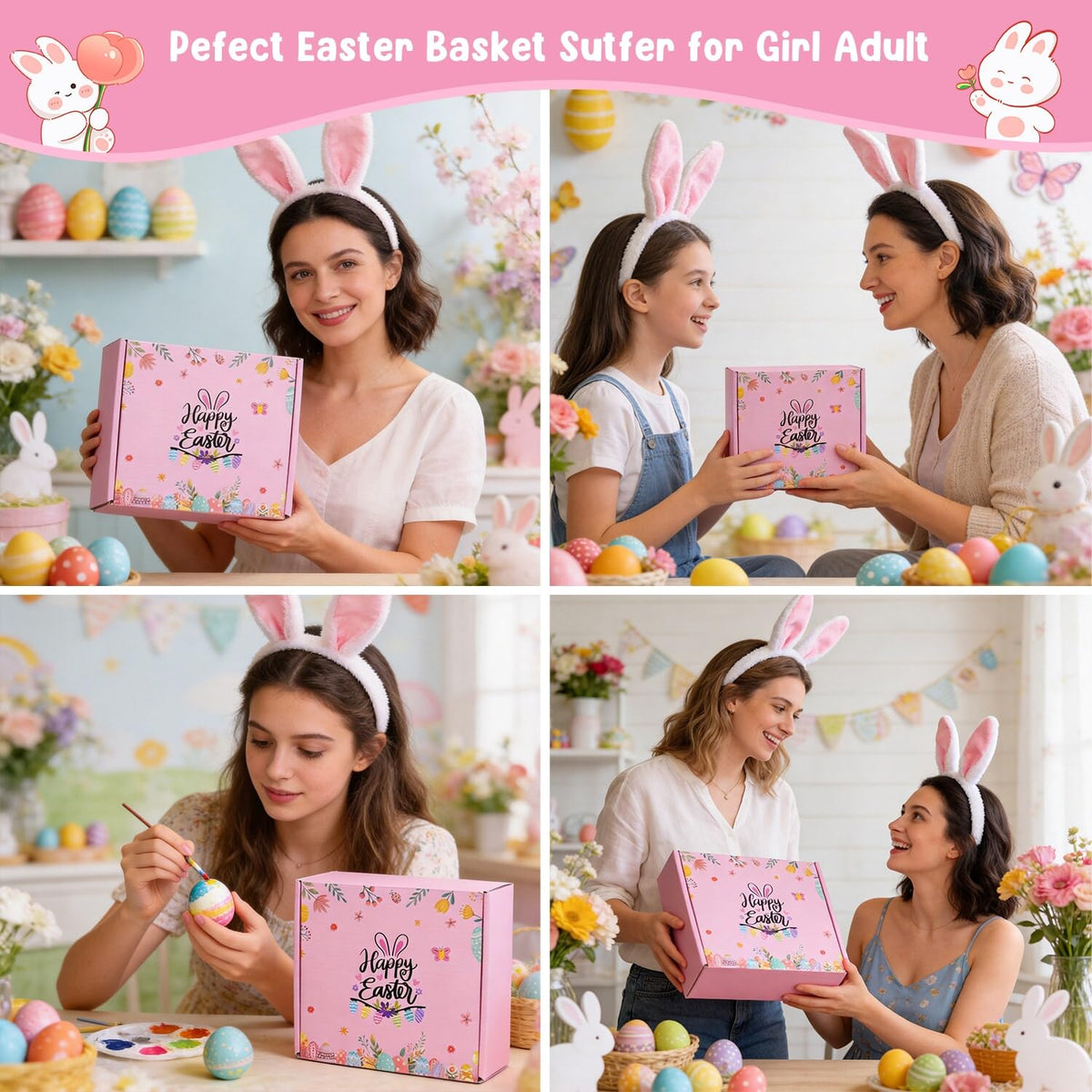 Ithmahco Pink gift box with bunny-patterned card, ready to gift.
