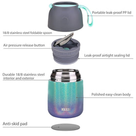 Itslife stainless steel thermal food container holds 17oz for versatile meals.