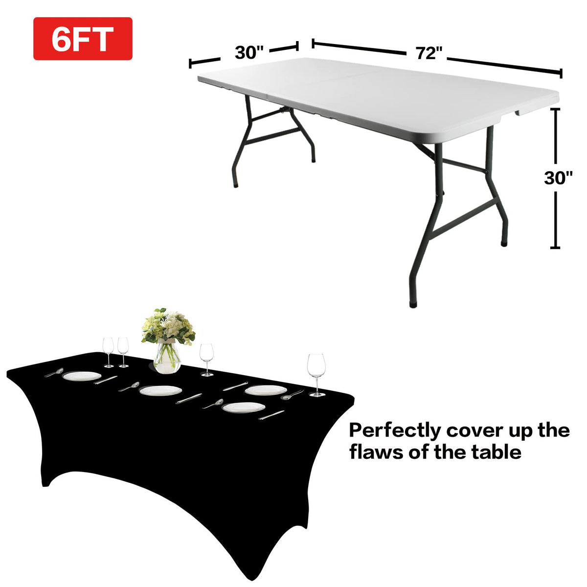 IVAPUPU four-way stretch tablecloth secures neatly for stable table setup