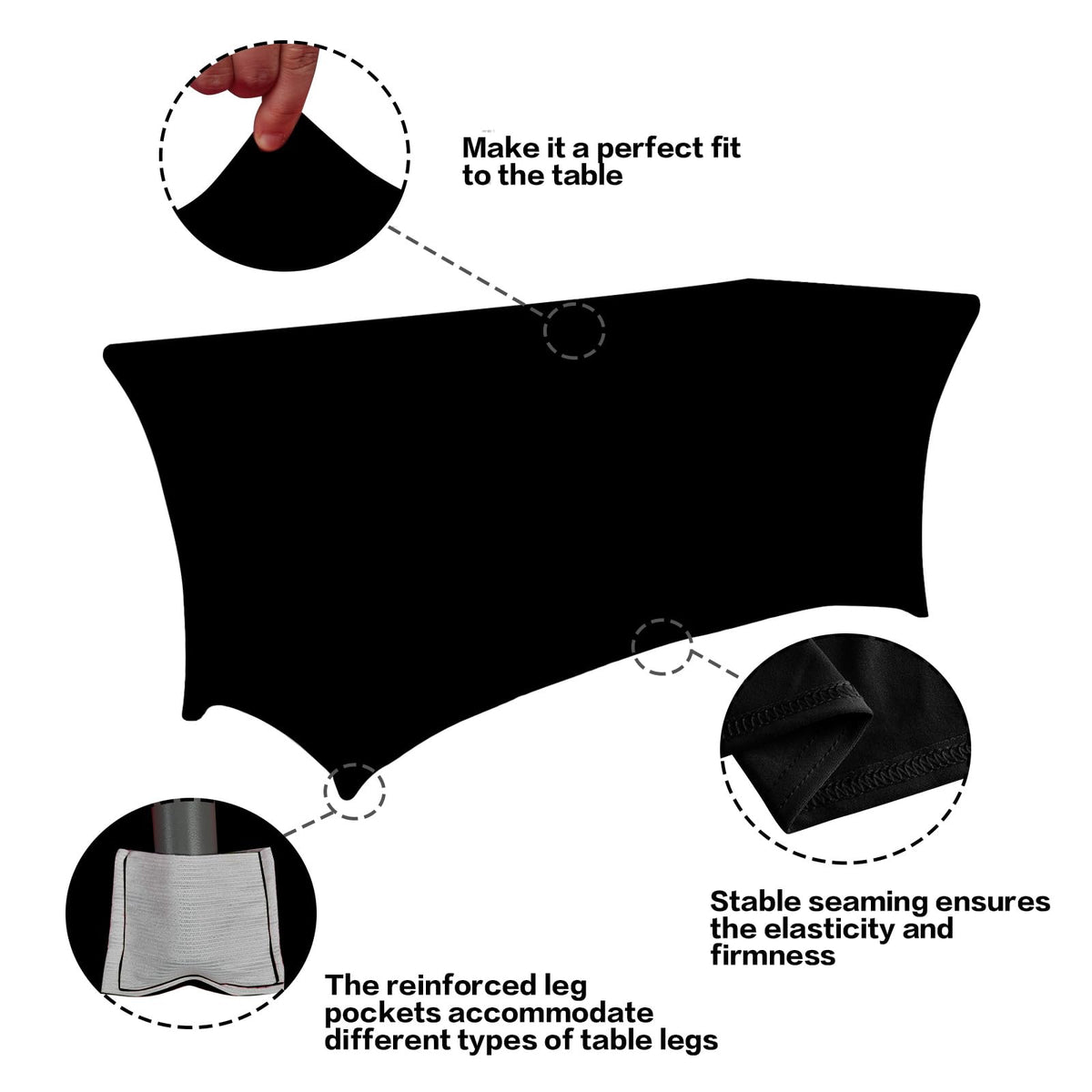 IVAPUPU rectangular table cover with spandex for a secure four-way stretch
