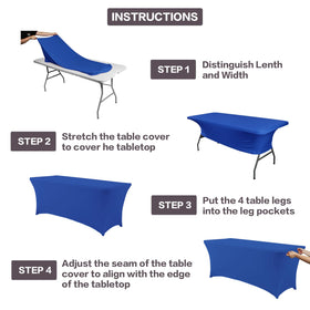 IVAPUPU Royal Blue 6ft tablecloth on dining setup with even coverage.