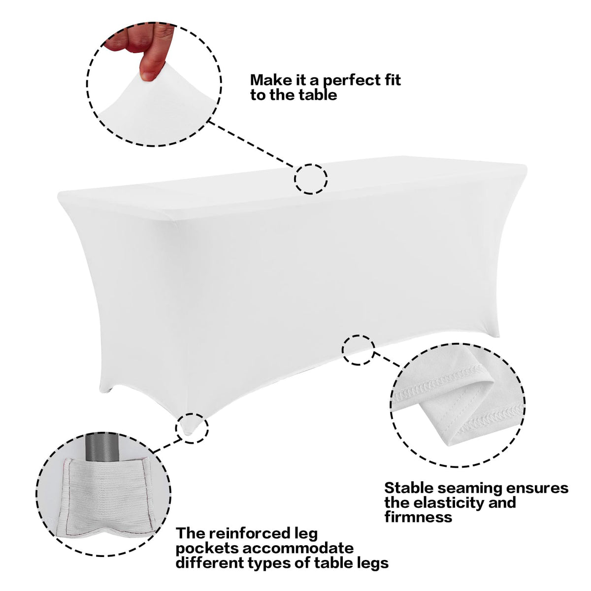 IVAPUPU tablecloth stretch-fit demonstrates secure drape for rectangular tables.
