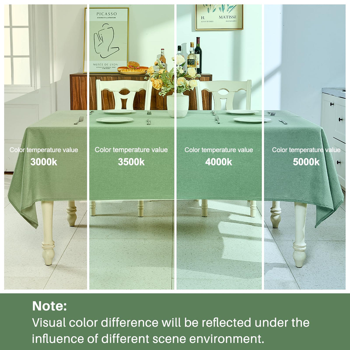 IVAPUPU sage green tablecloth at a wedding setup with elegant ambiance