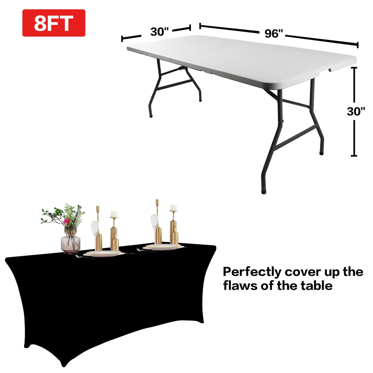 IVAPUPU washable spandex tablecover for easy post-event cleanup.