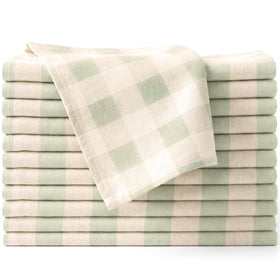 Ivy Heritage napkins set of 12 in gingham sage ivory for stylish, reusable dining.