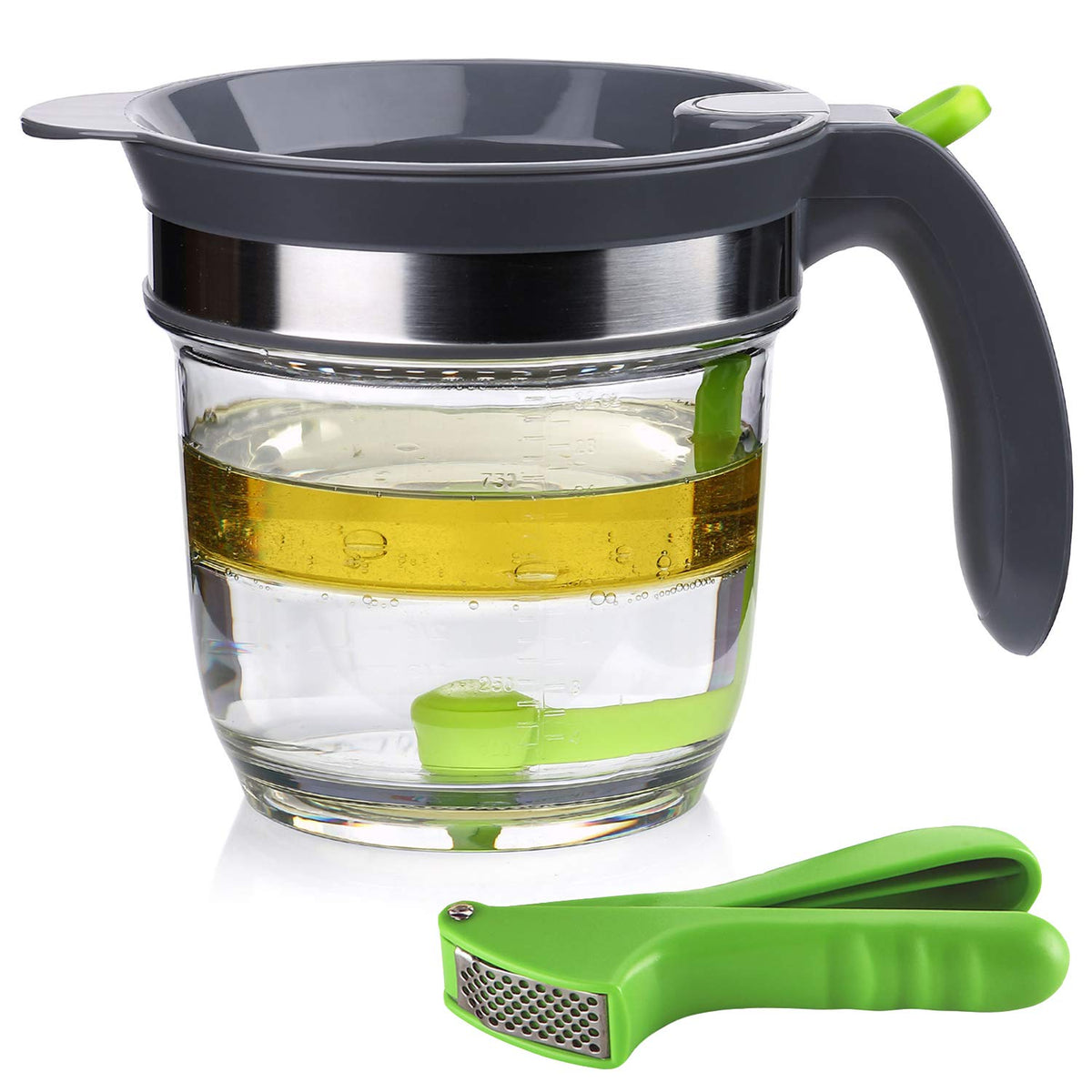 IVYHOME gravy separator spoutless designed for tidy pouring with no drips.