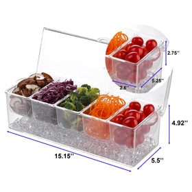 IVYHOME ice-chilled condiment caddy shows clear compartments to monitor ice