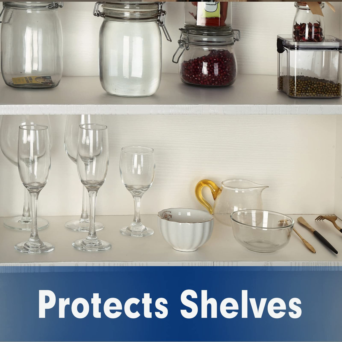 Iwtmm shelf liner demonstrates easy-cut installation for a perfect fit.