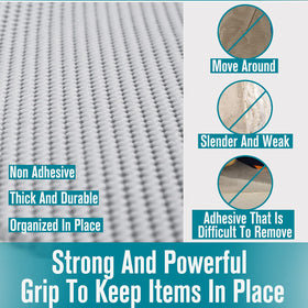 Iwtmm shelf liner in desk storage prevents items from shifting during use.