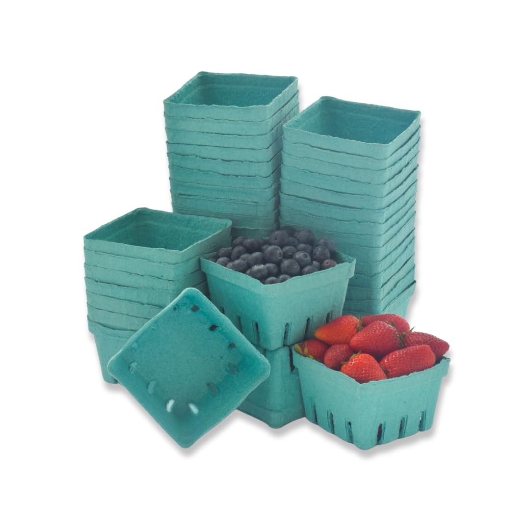 JA Kitchens green molded pulp berry basket vented for fresh produce display