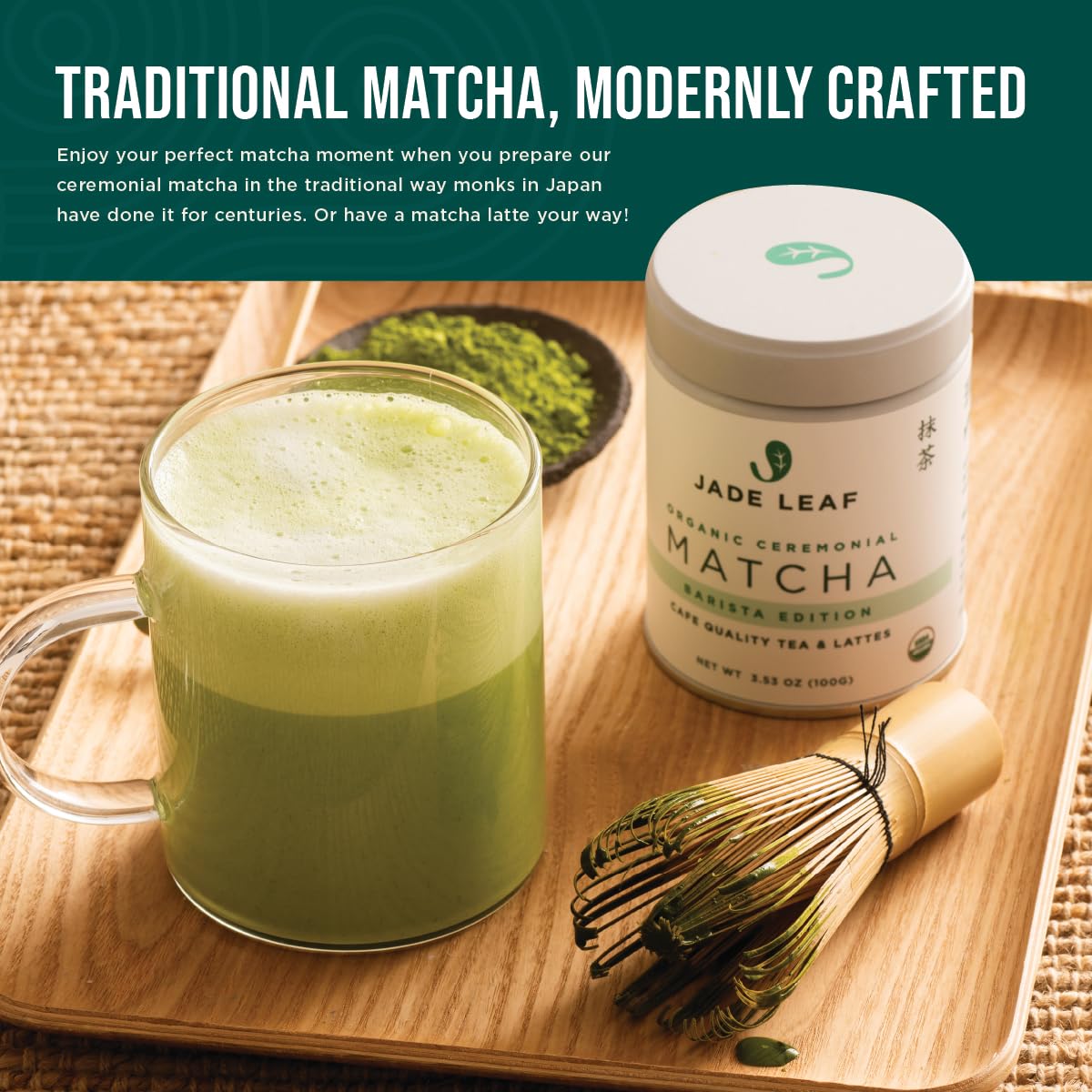 Jade Leaf Matcha full-color preparation handbook guides new users.