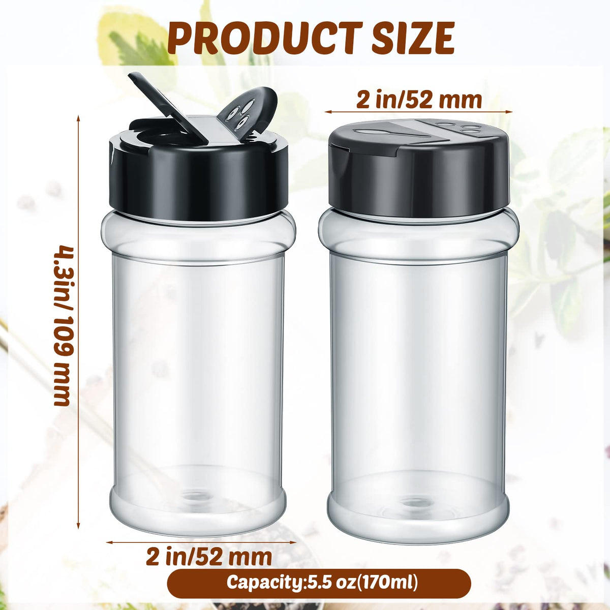 Jadive clear plastic spice jars with bilateral opening lid for easy shaking