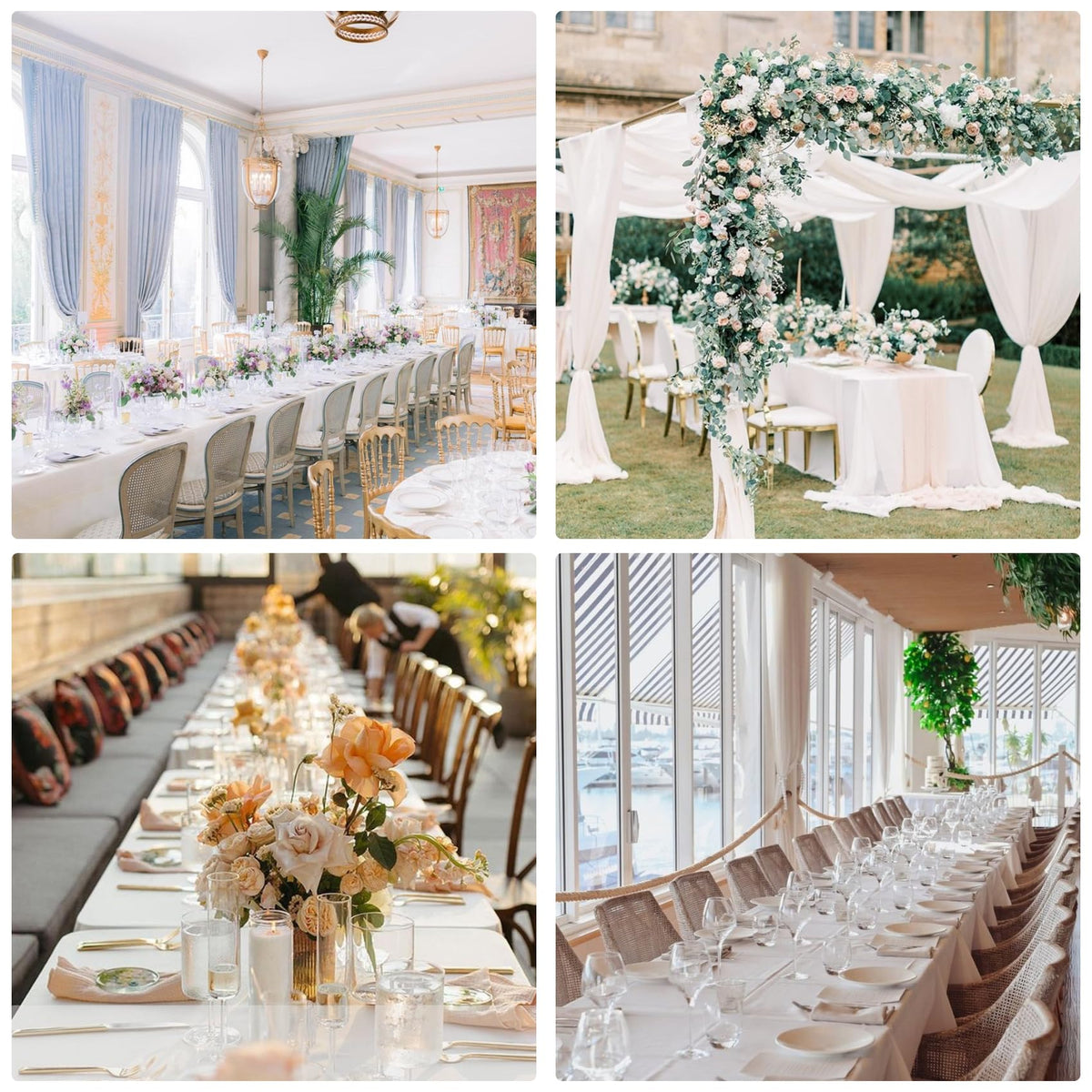 Solid white drape with subtle sheen from JALANCY tablecloth.