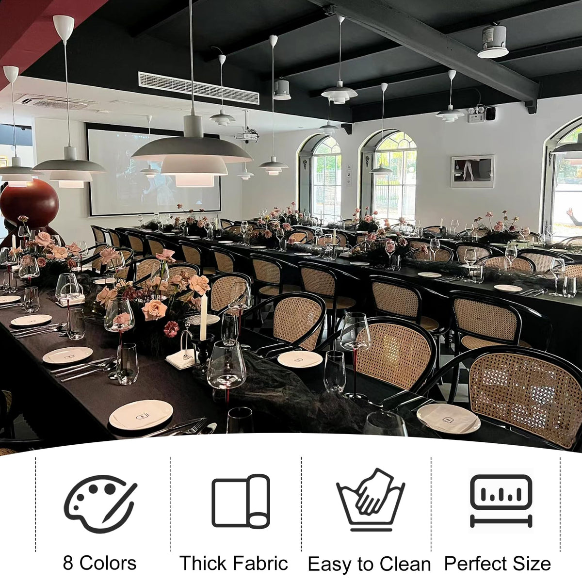 JALANCY wrinkle-resistant drape enhances hotel banquet setup.