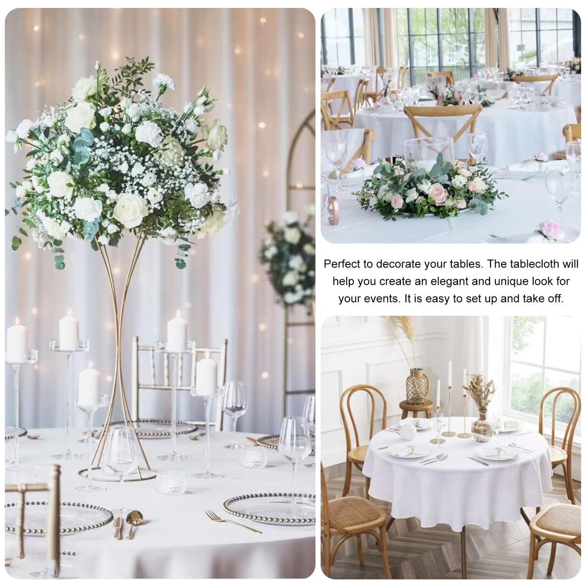 JALANCY tablecloth draped over round table for elegant event setup.