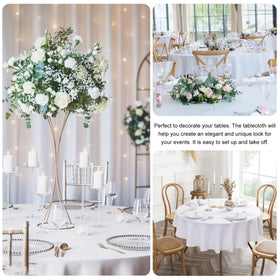 JALANCY tablecloth draped over round table for elegant event setup.