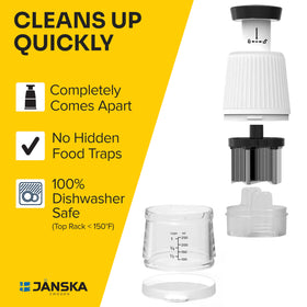 JANSKA UltraChop operates without electricity for versatile kitchen prep.