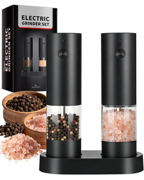 Jasee electric salt and pepper grinder in use for quick seasoning