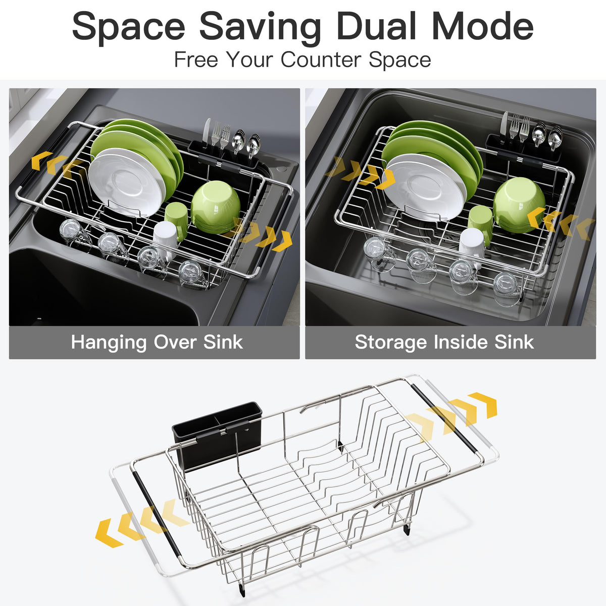 JASIWAY dish rack with utensil holder keeps drying organized