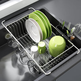JASIWAY in-sink dish drying rack with extendable arms for compact spaces