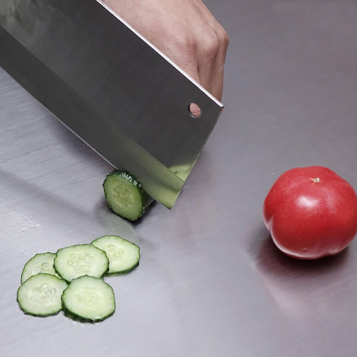 Jcwto large work surface supports kneading dough or chopping multiple ingredients.