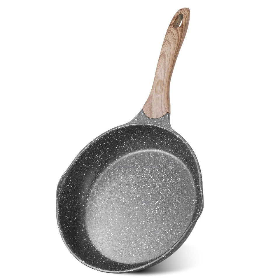 JEETEE 9.5 inch nonstick frying pan with smooth release for quick omelets.