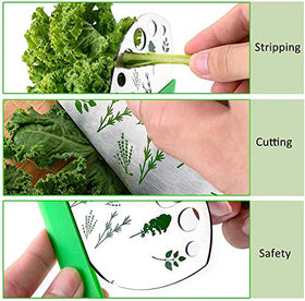 Jiaedge stripper handles kale and cilantro with precise leaf stripping.