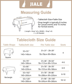 JIALE 55x86 size fits 6-8 seat tables.
