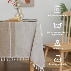 JIALE farmhouse-inspired design with tassels enhances dining room decor.