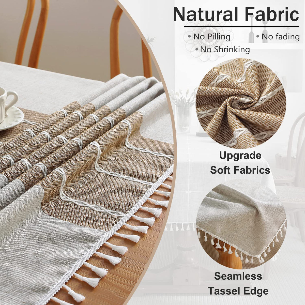 JIALE heavy-weight cotton-linen fabric highlights wrinkle-free texture during dining.