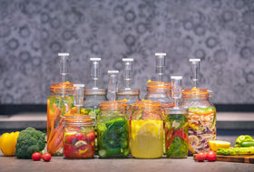 Complete fermentation kit includes weights, airlocks, grommets, and seals