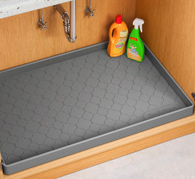 JinBao under-sink mat with full-coverage protection and raised edge.