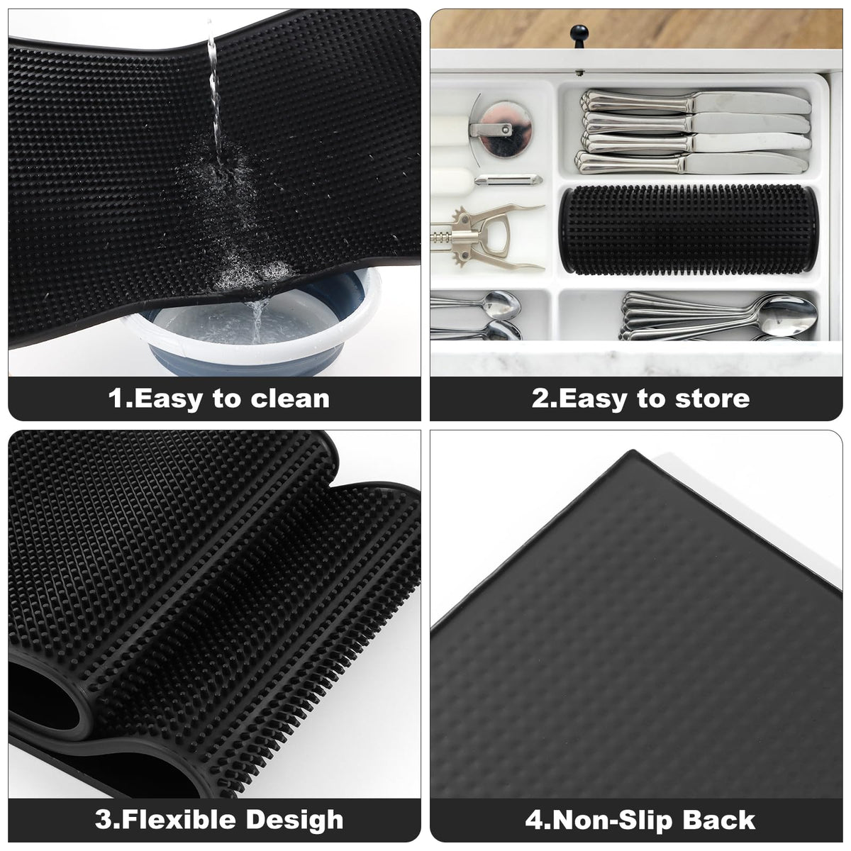 Jinmuxilll extra-large bar mat protects bar edges and reduces spills.