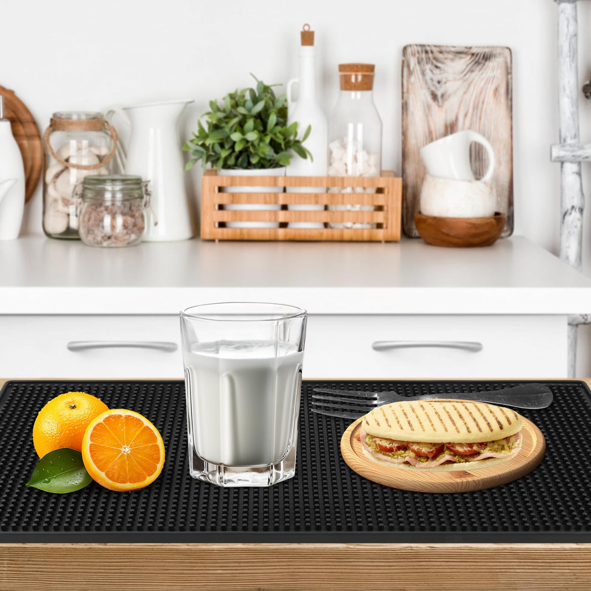 Jinmuxilll bar mat with non-slip back keeps mats flat and surfaces secure.