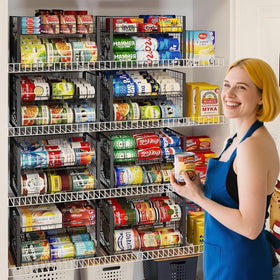JKsmart 2-Tier rack side view showcases compact, space-saving can storage.