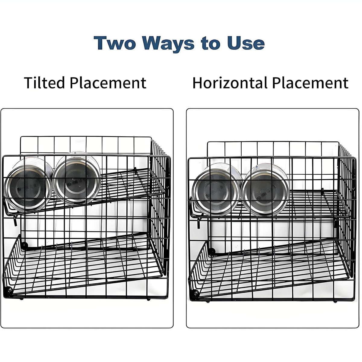 JKsmart tilt design allows easy retrieval with front-first cans in the pantry.