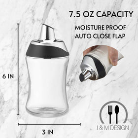 J&M Design chrome-cap sugar dispenser adds a sleek kitchen look.