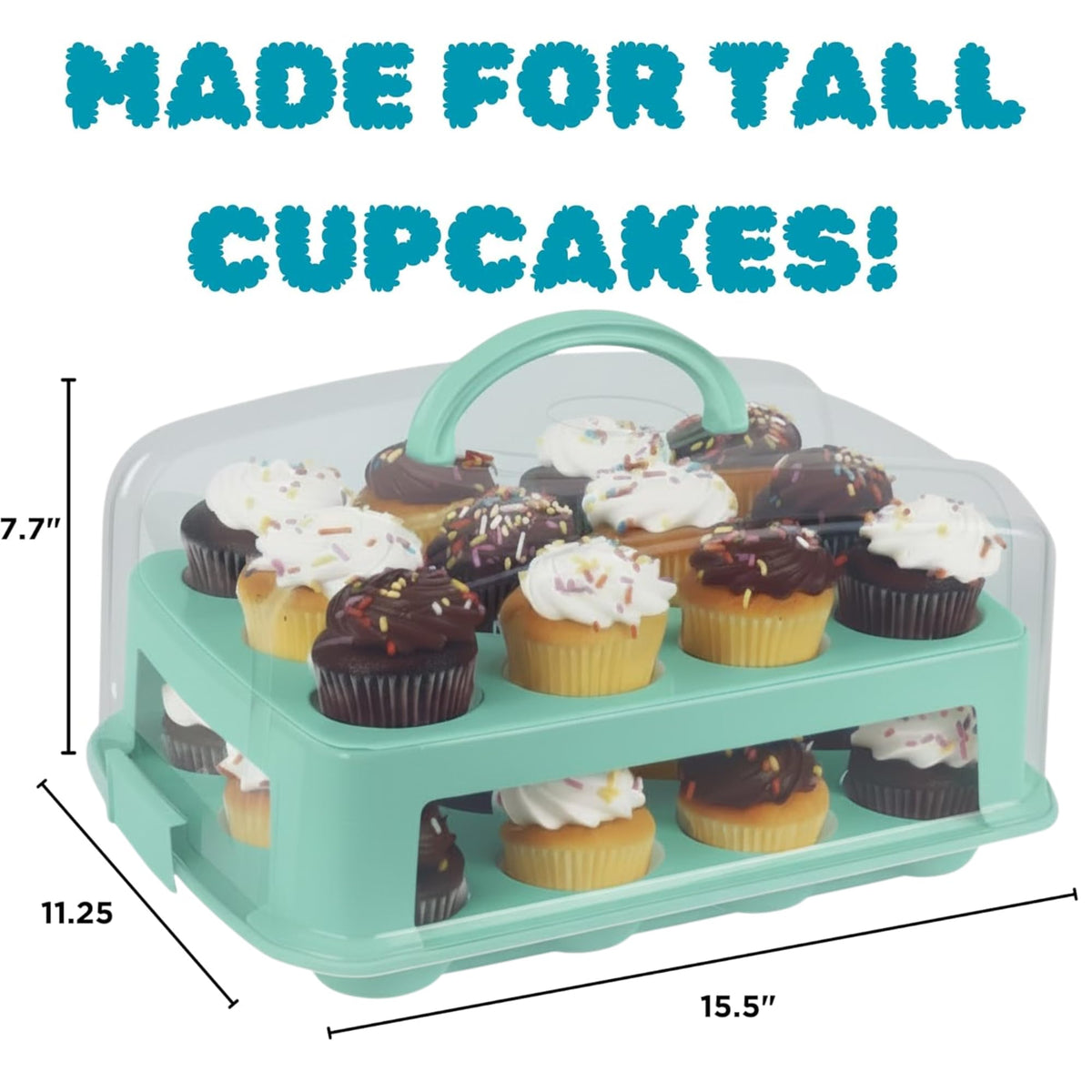 JOEY'Z cupcake container with double trays ensures secure transport and easy on-site display.