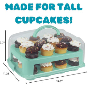 JOEY'Z cupcake container with double trays ensures secure transport and easy on-site display.
