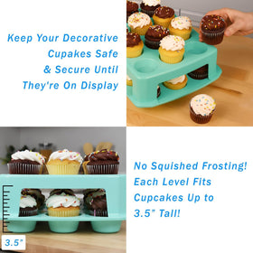 JOEY'Z spacious 15x11x7.7 inch design fits 24 cupcakes with room.