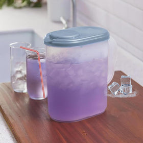 Joey'z slim 1-gallon pitcher fits fridge door for space-saving storage.