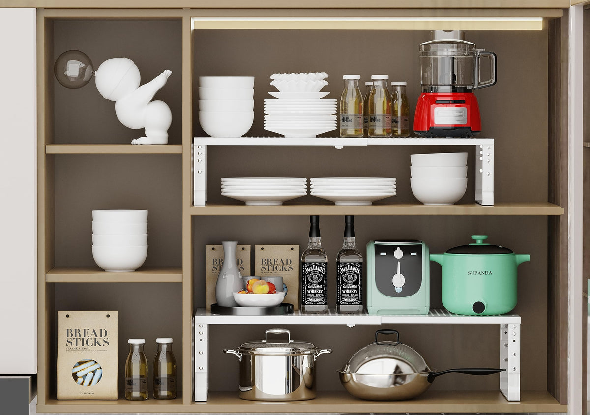 Jojocross adjustable length rack fits varied kitchen spaces.