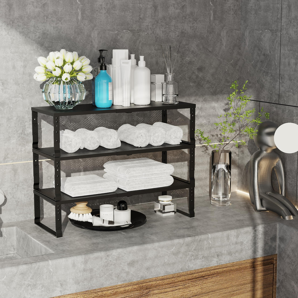 Jojocross countertop spice rack arrangement offers easy access.