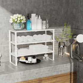 Jojocross metal pantry storage shelf enhances durability for heavy items.