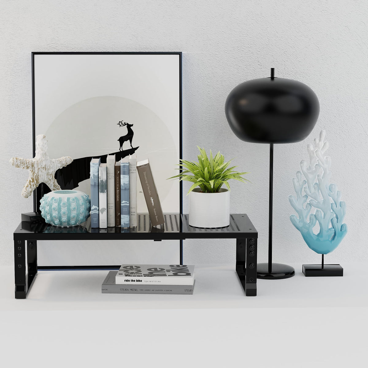 Jojocross multi-purpose cabinet organizer fits plates, bowls, snacks and magazines.