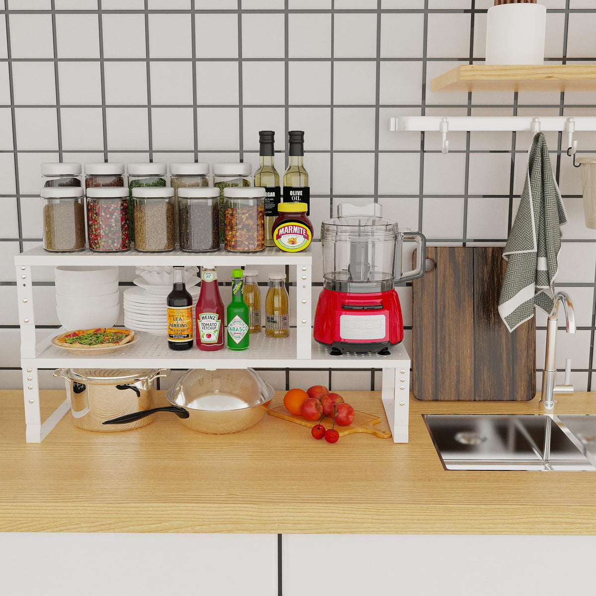 Jojocross heavy-duty metal shelf for pantry organization, supports up to 100 lbs.