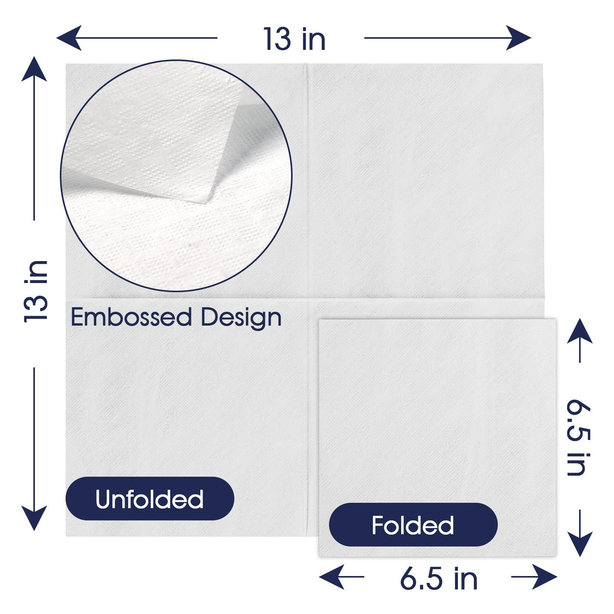 JollyPack napkins unfolded to 13x13 inches offering full guest coverage