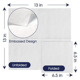 JollyPack napkins unfolded to 13x13 inches offering full guest coverage
